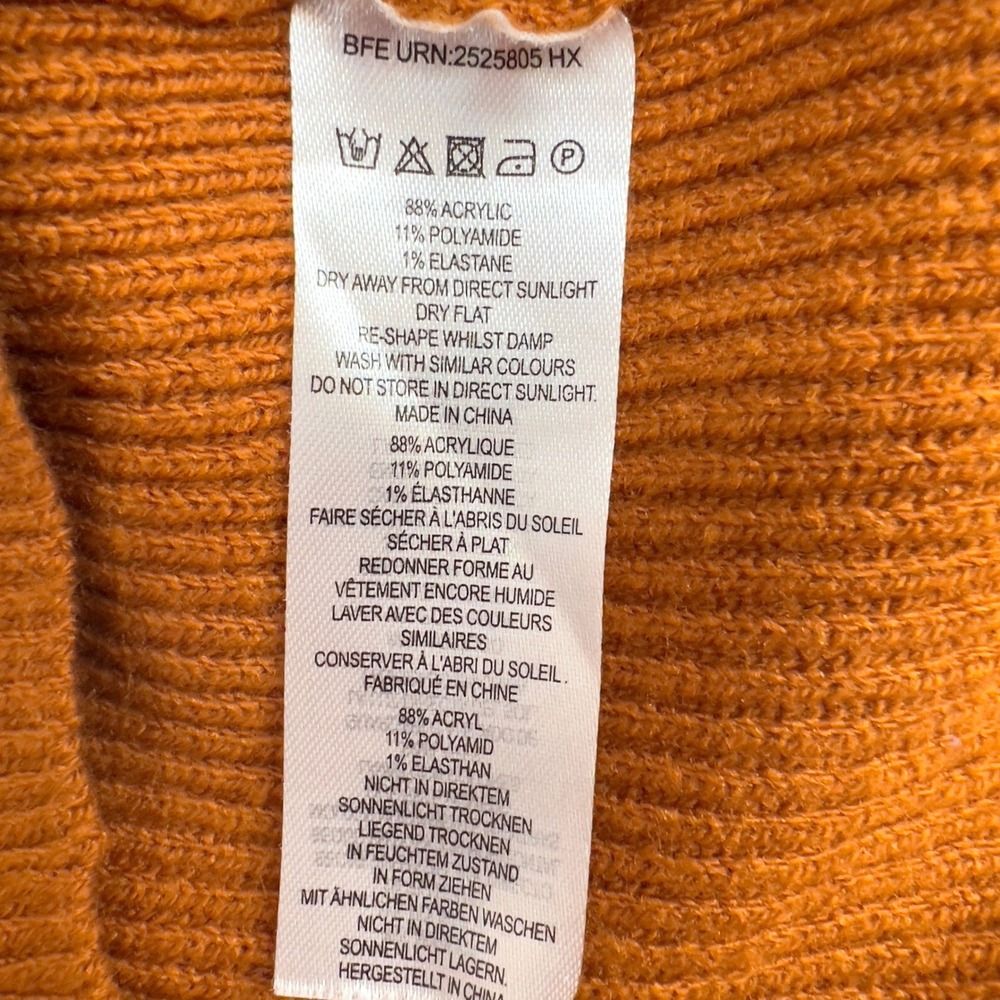 French Connection Tomasa‎ Womens Burnt Orange Ribbed Cardigan Y2K Twee XS - Picture 4 of 4